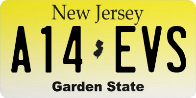 NJ license plate A14EVS