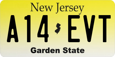 NJ license plate A14EVT