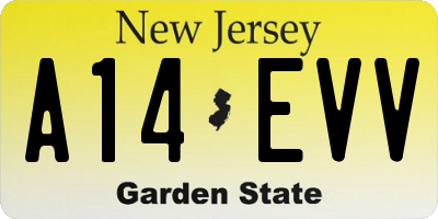 NJ license plate A14EVV