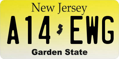 NJ license plate A14EWG