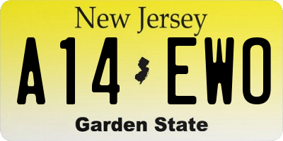 NJ license plate A14EWO