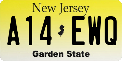 NJ license plate A14EWQ