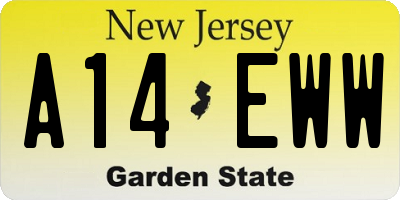 NJ license plate A14EWW