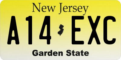 NJ license plate A14EXC