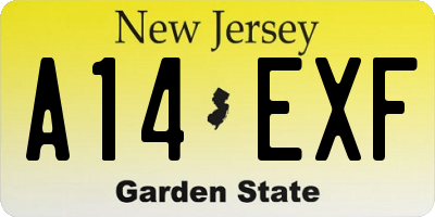 NJ license plate A14EXF