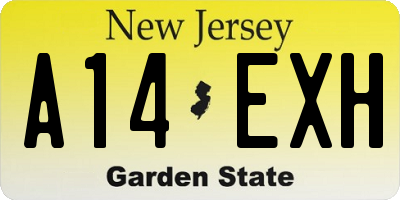 NJ license plate A14EXH