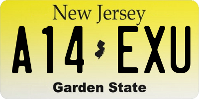 NJ license plate A14EXU