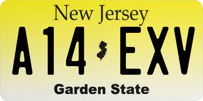 NJ license plate A14EXV