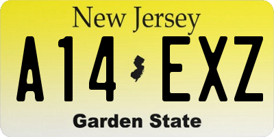 NJ license plate A14EXZ