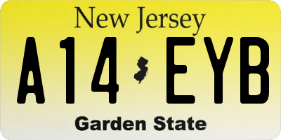 NJ license plate A14EYB