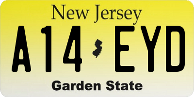 NJ license plate A14EYD