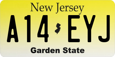NJ license plate A14EYJ