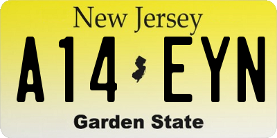 NJ license plate A14EYN