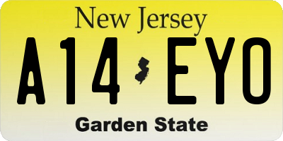 NJ license plate A14EYO