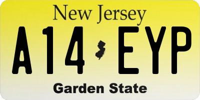 NJ license plate A14EYP
