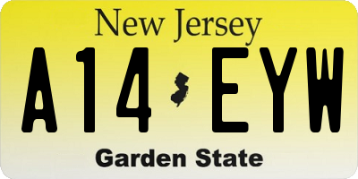 NJ license plate A14EYW