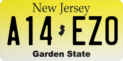 NJ license plate A14EZO