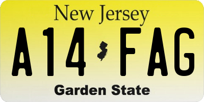 NJ license plate A14FAG