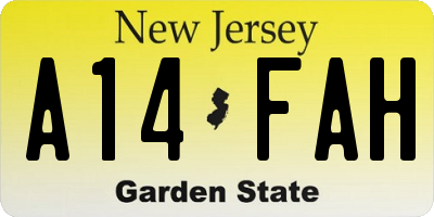 NJ license plate A14FAH