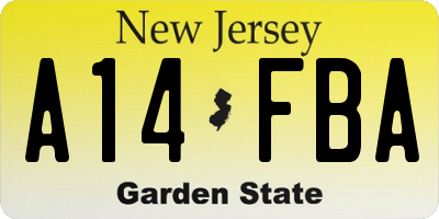NJ license plate A14FBA
