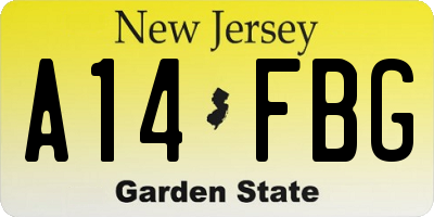 NJ license plate A14FBG