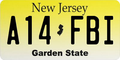 NJ license plate A14FBI