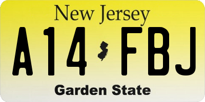 NJ license plate A14FBJ