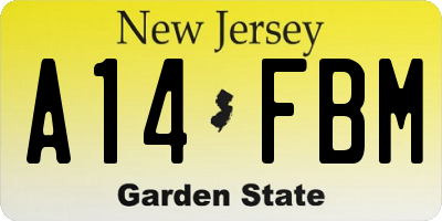 NJ license plate A14FBM
