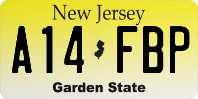 NJ license plate A14FBP