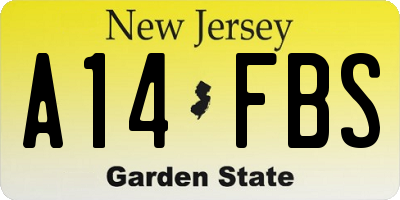 NJ license plate A14FBS