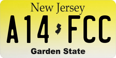 NJ license plate A14FCC