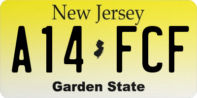 NJ license plate A14FCF