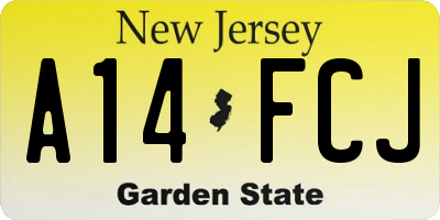 NJ license plate A14FCJ