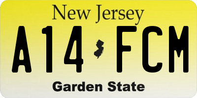 NJ license plate A14FCM