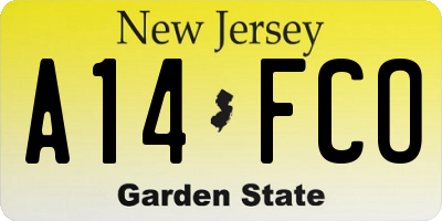NJ license plate A14FCO