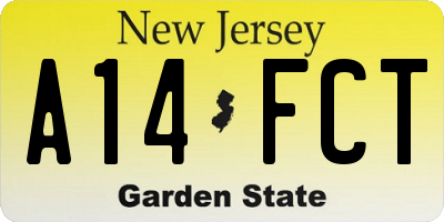 NJ license plate A14FCT