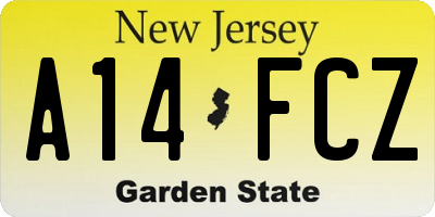 NJ license plate A14FCZ
