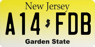 NJ license plate A14FDB
