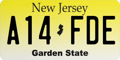 NJ license plate A14FDE
