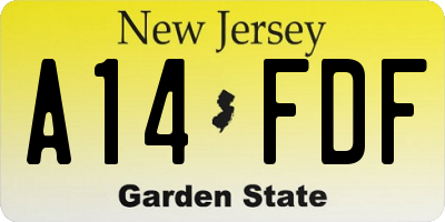 NJ license plate A14FDF