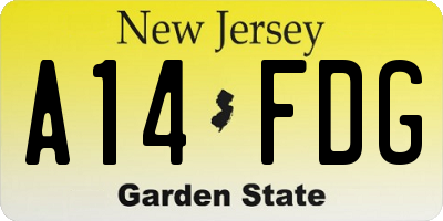 NJ license plate A14FDG