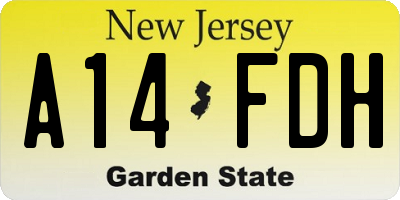 NJ license plate A14FDH