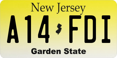 NJ license plate A14FDI