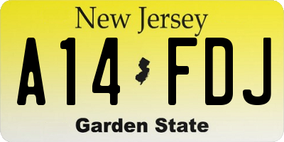 NJ license plate A14FDJ