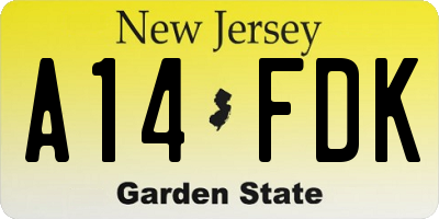 NJ license plate A14FDK