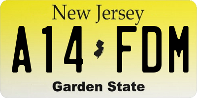 NJ license plate A14FDM