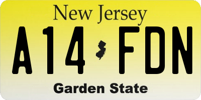 NJ license plate A14FDN