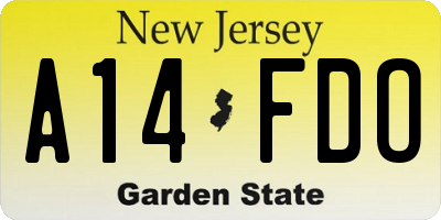 NJ license plate A14FDO