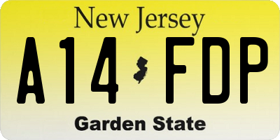 NJ license plate A14FDP