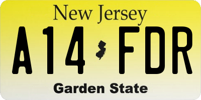 NJ license plate A14FDR